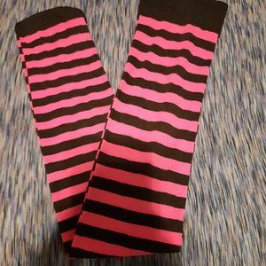 Pink and Black striped thigh high socks